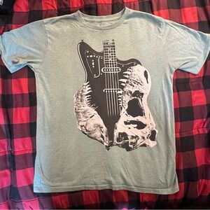 Graphic T-Shirt with Guitar and Skull Design